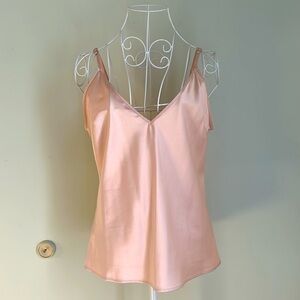 Zara Satin V-Neck Camisole - Pink and Tan